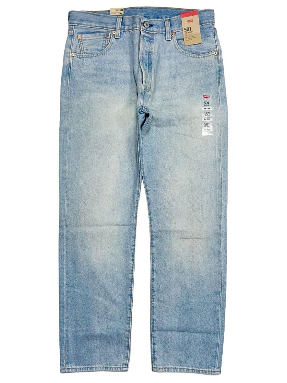 Levi's 501 Relaxed Men's Straight Leg Jeans See Through Light Wash 34x32 NWT